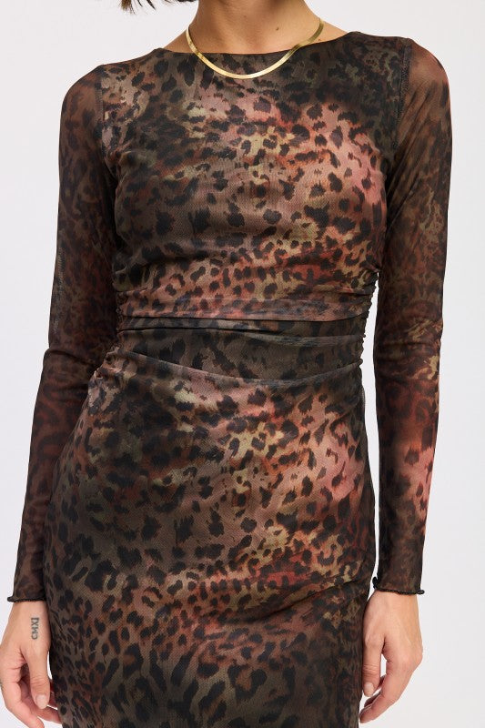 Animal Print Mesh Dress - Composure Boutique
