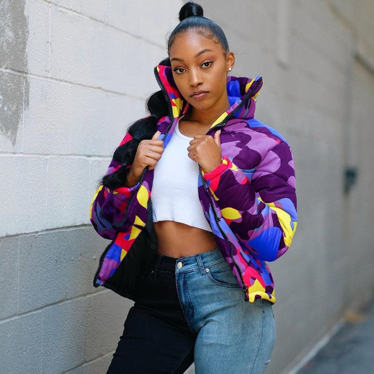 Plus Size Camouflage Print Coat