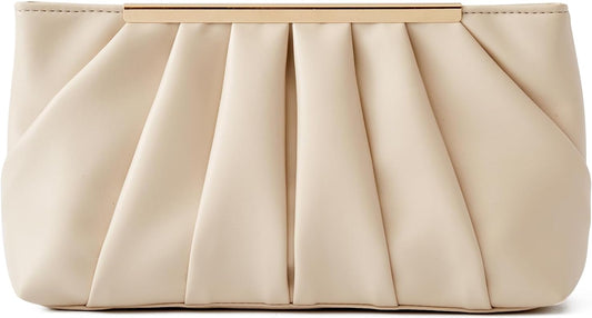Clutch Purse Dressy Pleated Formal Evening Bag Simple Classy Handbag for Women