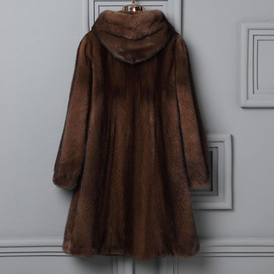 Plus Size Fur Hooded Coat