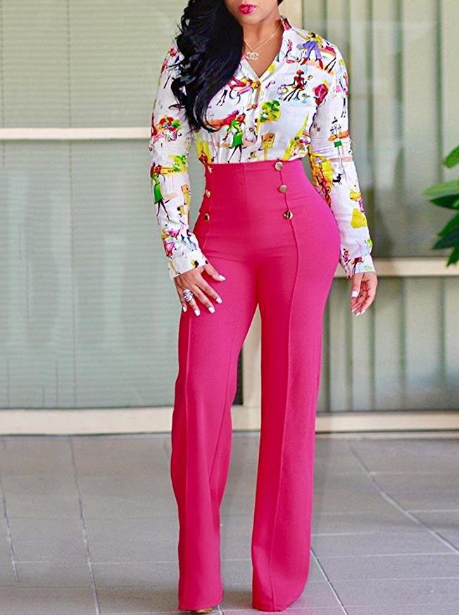 Plus Size Flare Red Pants
