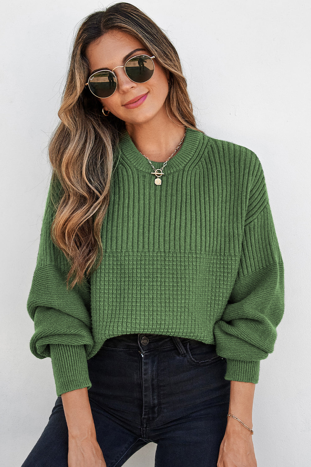 Knit Green Sweater (Plus available) (Style 4) - Composure Boutique