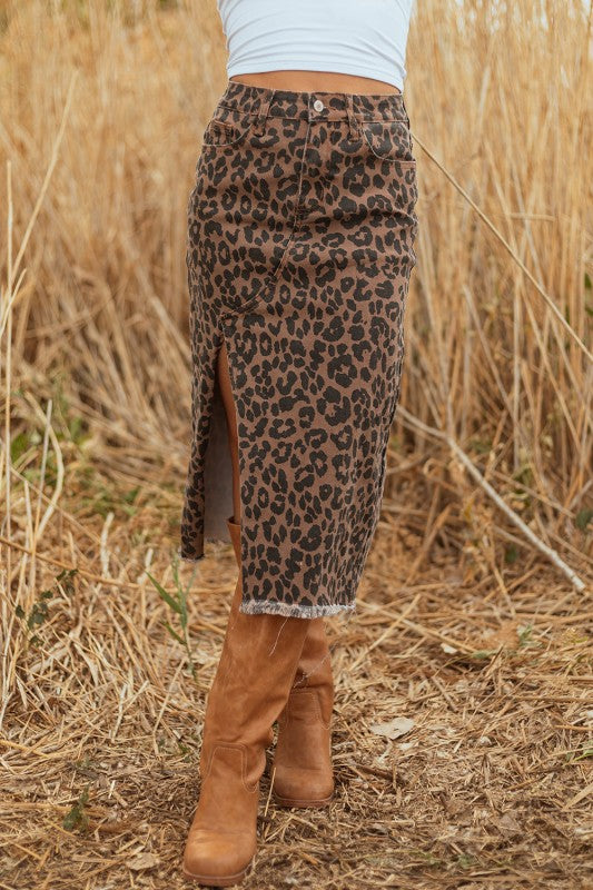 Denim Leopard Skirt (Style 3) - Composure Boutique