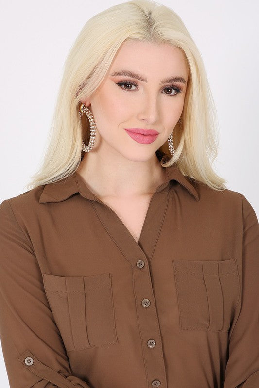 Rhinestone Hoop Earrings - Composure Boutique