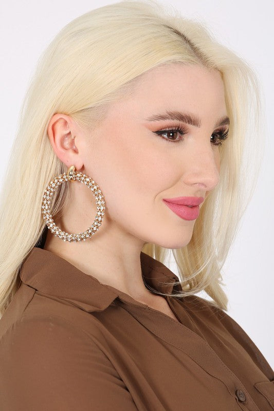 Rhinestone Hoop Earrings (Style 3) - Composure Boutique