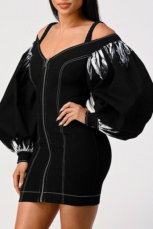 Denim Black Dress - Composure Boutique