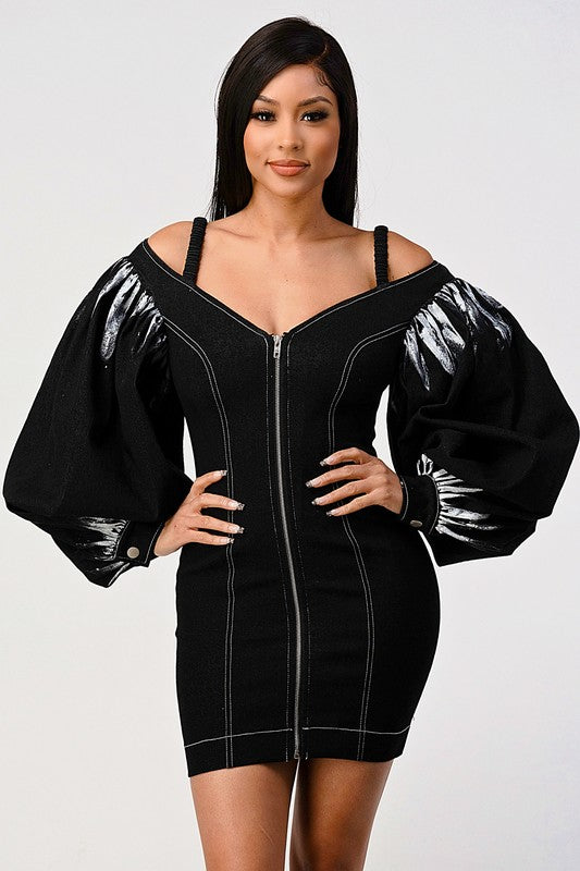 Denim Black Dress - Composure Boutique