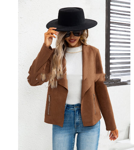 Plus Size Solid Color Coat