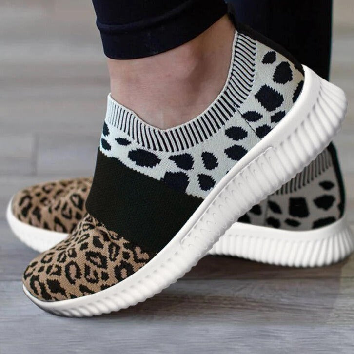 Plus Size Leopard Mesh Sneakers