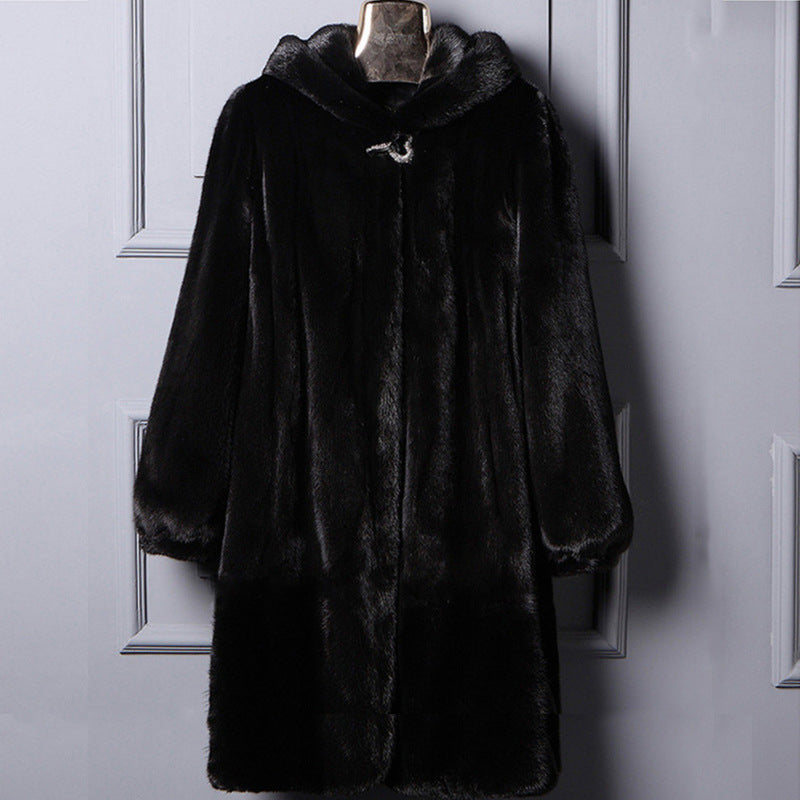 Plus Size Fur Hooded Coat