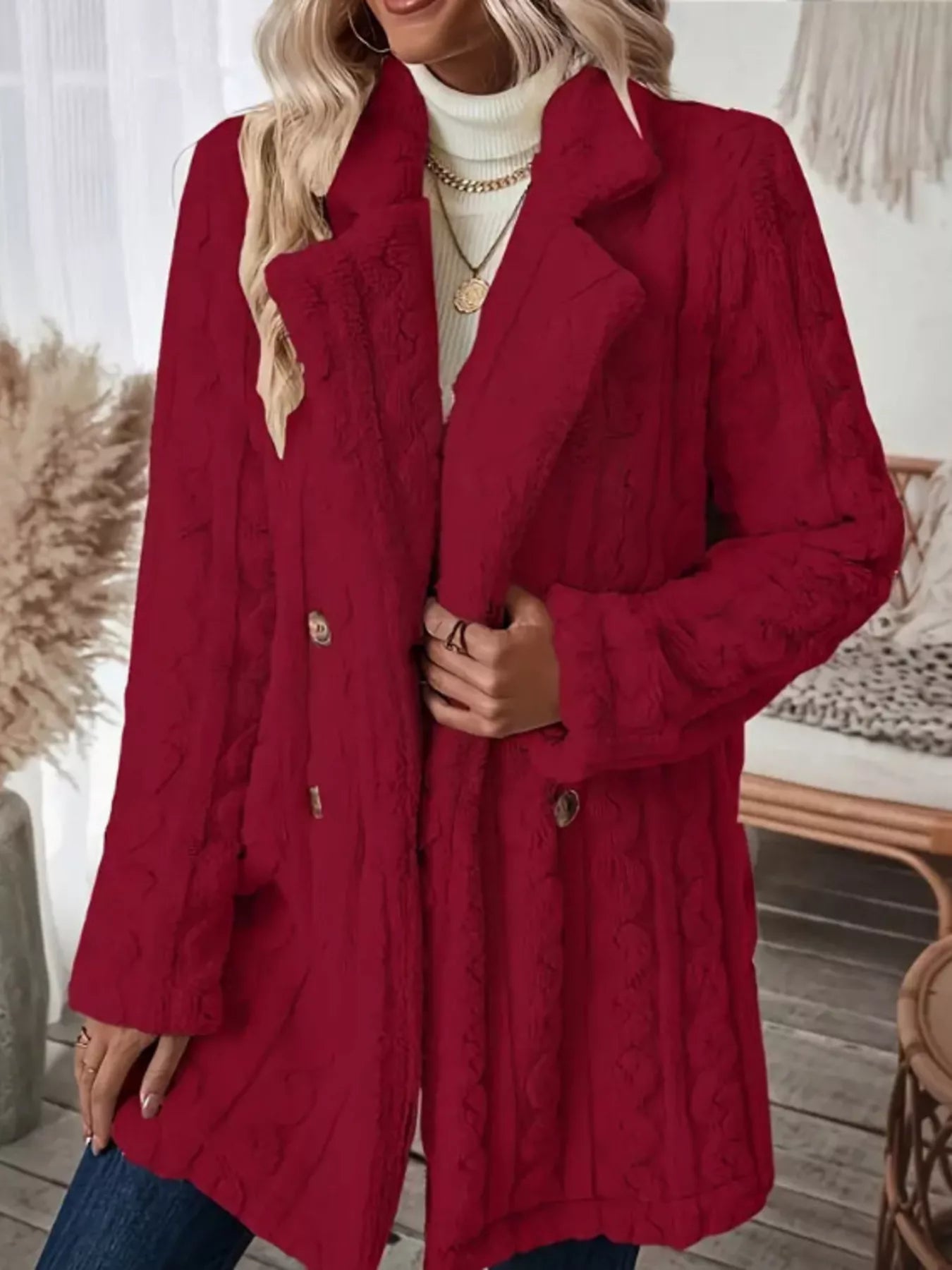 Cozy Faux Shearling Double-Breasted Outerwear (Plus available) (Style 22) - Composure Boutique