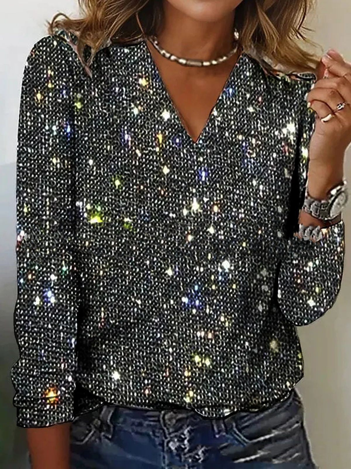 Plus Size Sequin Top