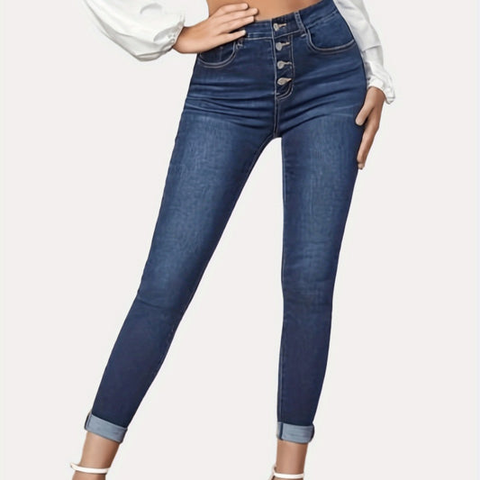 Plus Size Contrast Color Jeans