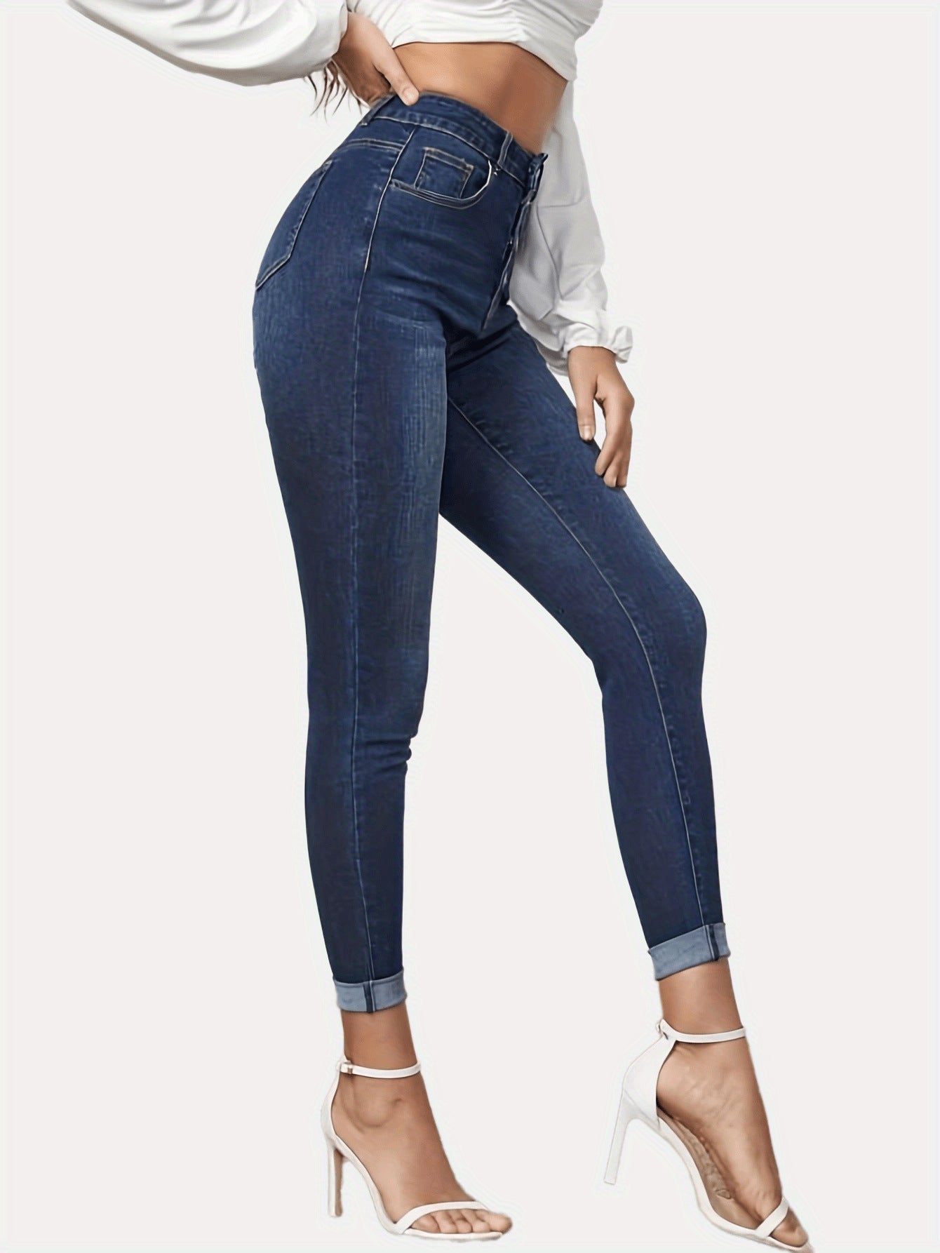 Plus Size Contrast Color Jeans