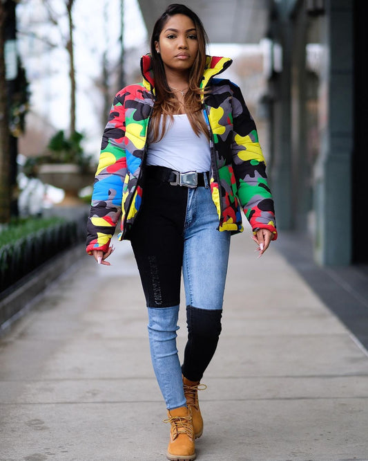 Plus Size Camouflage Print Coat