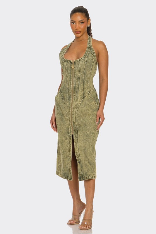 Denim Midi Dress - Composure Boutique