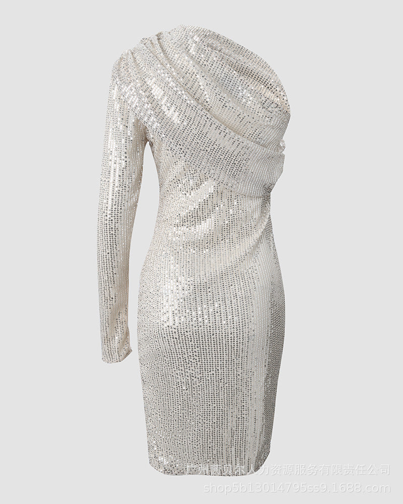 Plus Size Sequin Silver Dress