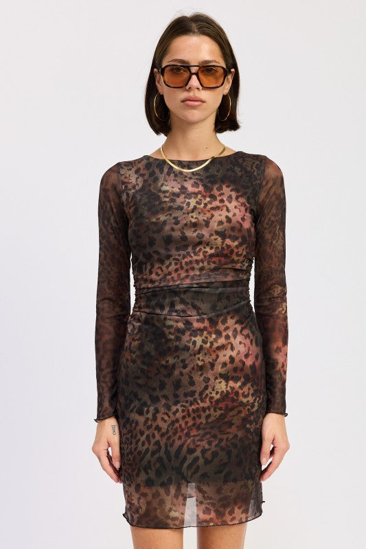 Animal Print Mesh Dress - Composure Boutique