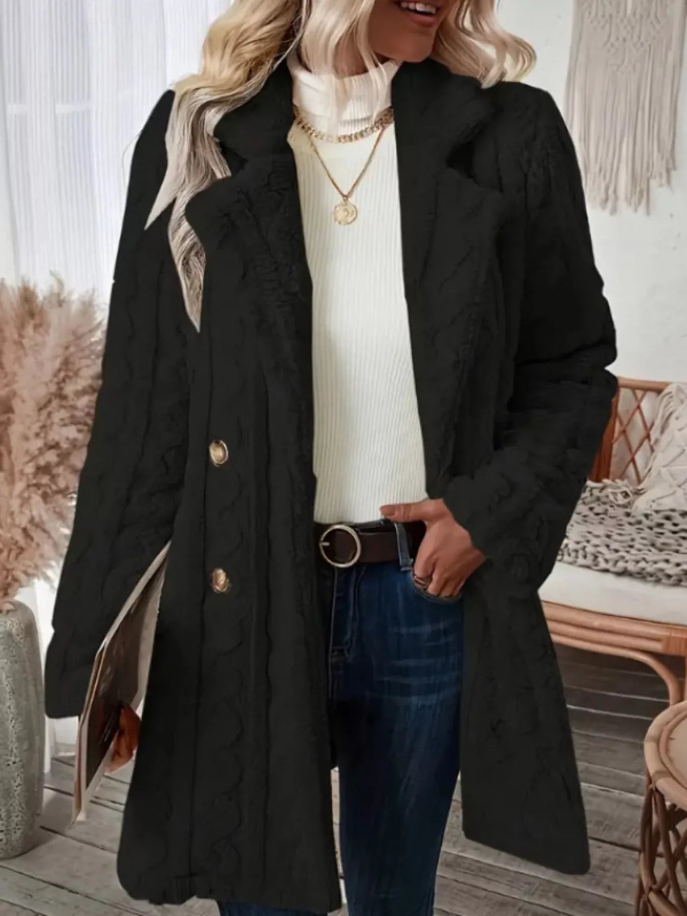 Cozy Faux Shearling Double-Breasted Outerwear (Plus available) (Style 16) - Composure Boutique