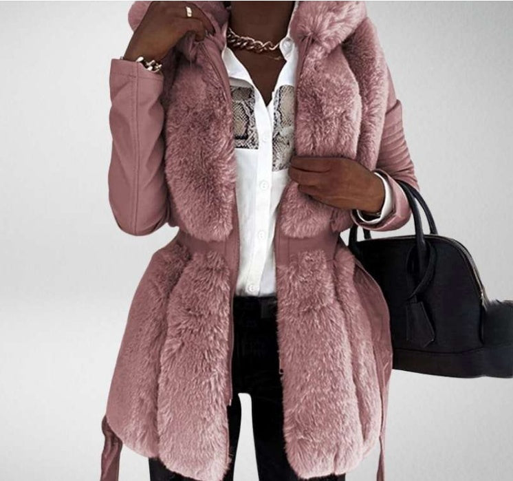 Plus Size Fur Hooded Jacket