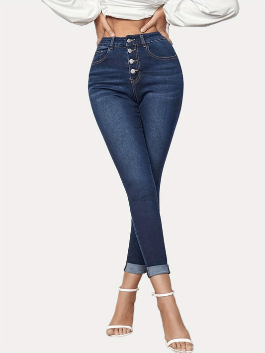 Plus Size Contrast Color Jeans