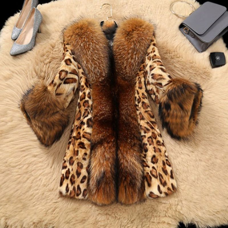 Plus Size Leopard Fur Coat