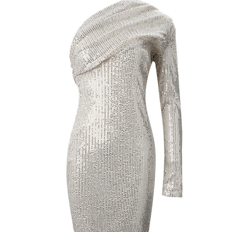 Plus Size Sequin Silver Dress