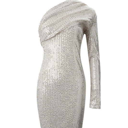 Plus Size Sequin Silver Dress