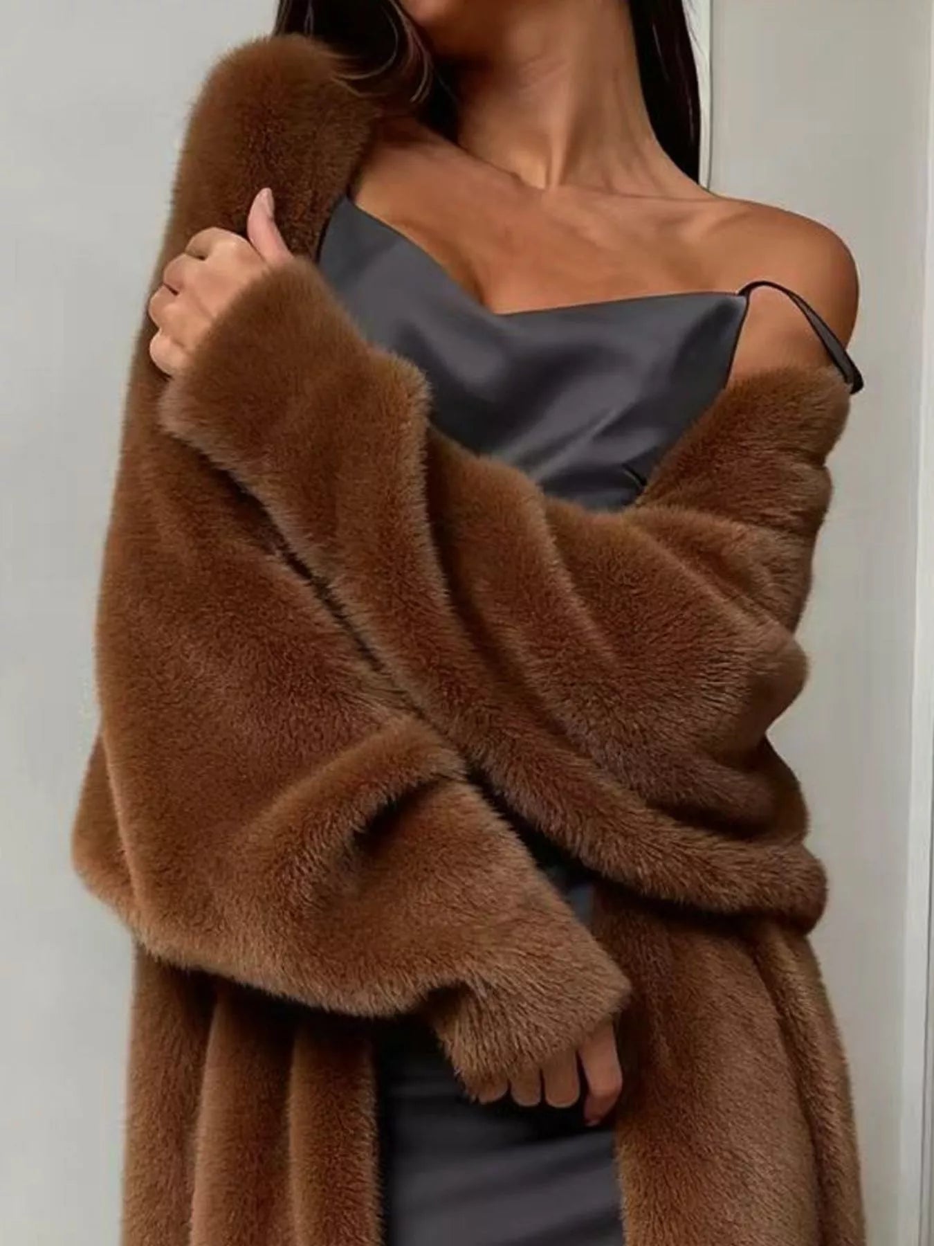 Fuzzy Open Front Longline Cardigan - Composure Boutique