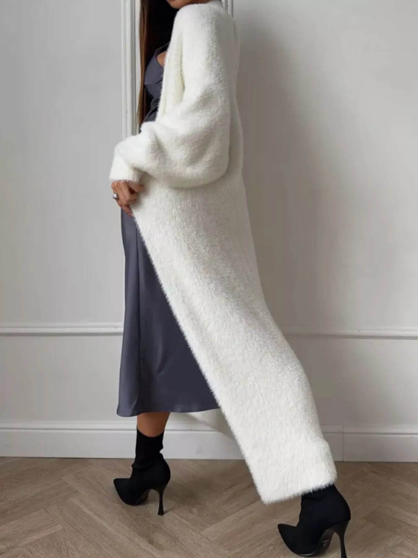 Fuzzy Open Front Longline Cardigan (Style 13) - Composure Boutique