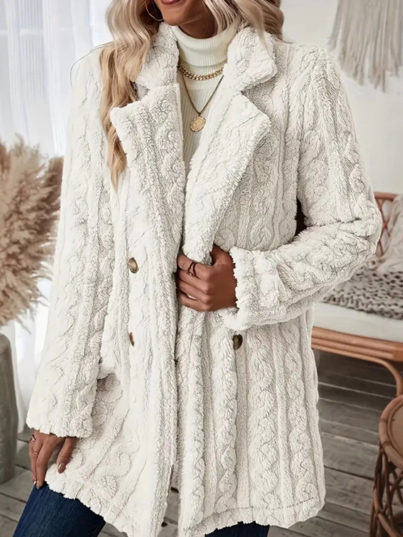 Cozy Faux Shearling Double-Breasted Outerwear (Plus available) (Style 3) - Composure Boutique
