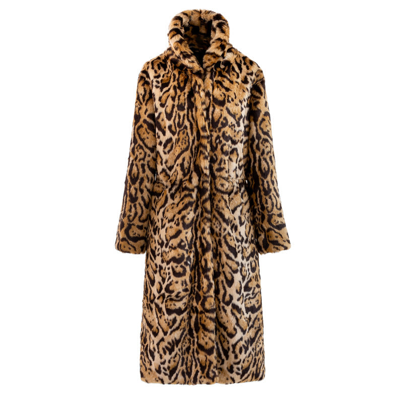 Plus Size Leopard Fur Coat