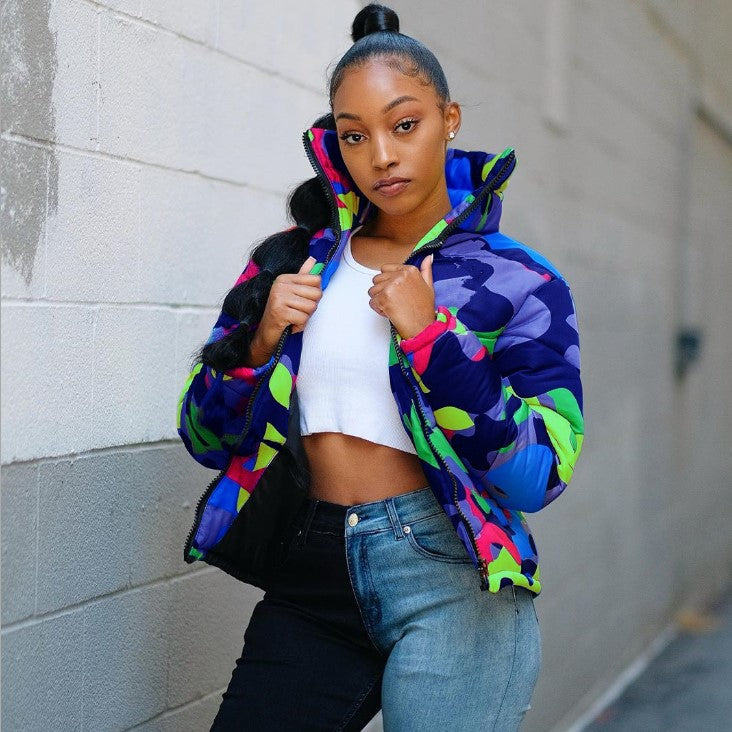 Plus Size Camouflage Print Coat