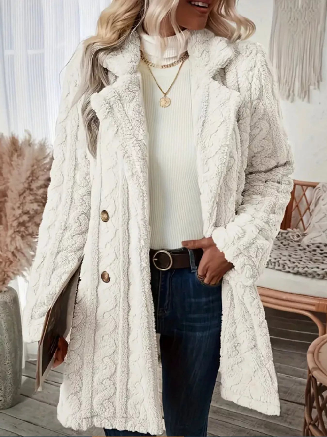 Cozy Faux Shearling Double-Breasted Outerwear (Plus available) (Style 4) - Composure Boutique