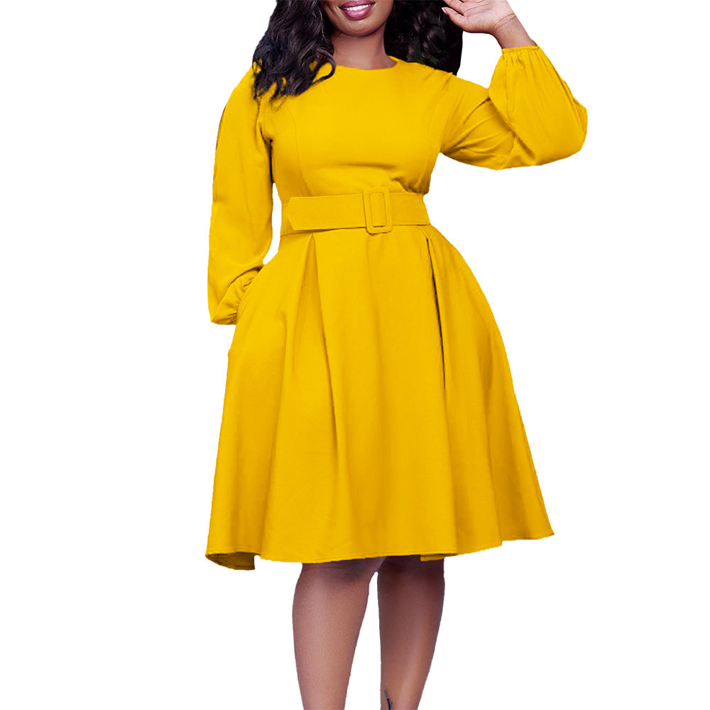 Plus Size Belt Elegant Dress