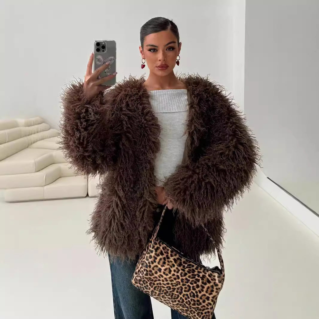 Plus Size Faux Fur Coat