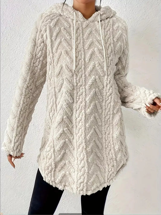 Cozy Textured Drawstring Fleece Hoodie (Plus available) - Composure Boutique