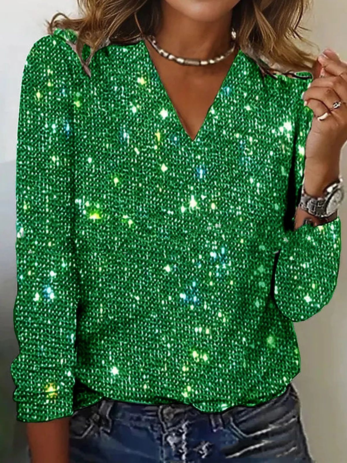 Plus Size Sequin Top