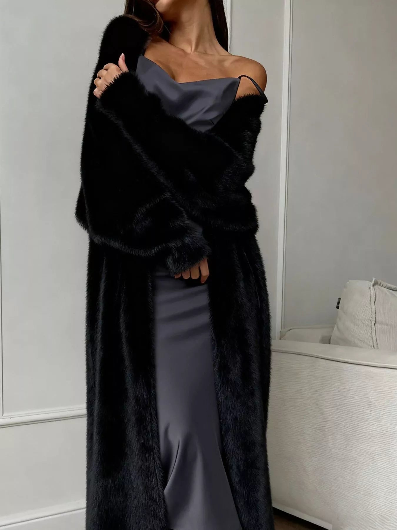 Fuzzy Open Front Longline Cardigan (Style 17) - Composure Boutique