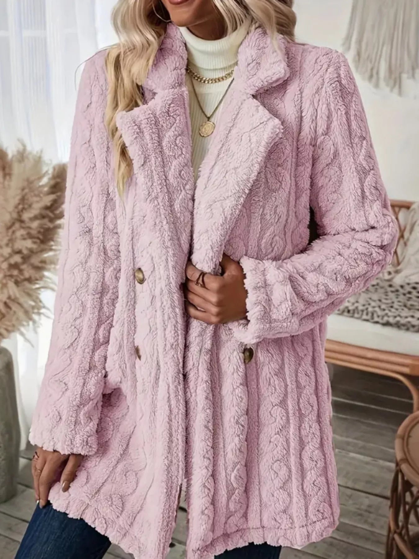 Cozy Faux Shearling Double-Breasted Outerwear (Plus available) (Style 7) - Composure Boutique