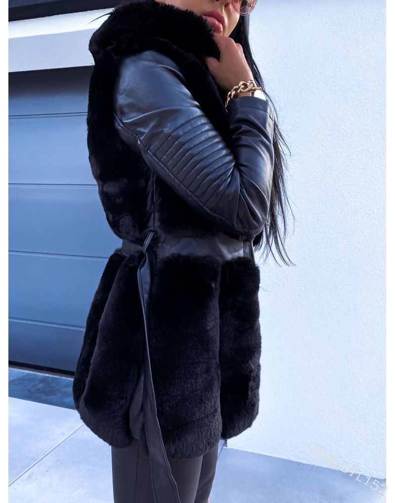 Plus Size Fur Hooded Jacket