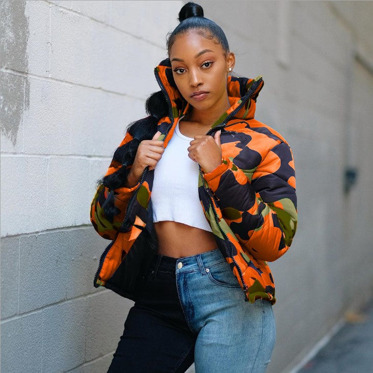 Plus Size Camouflage Print Coat