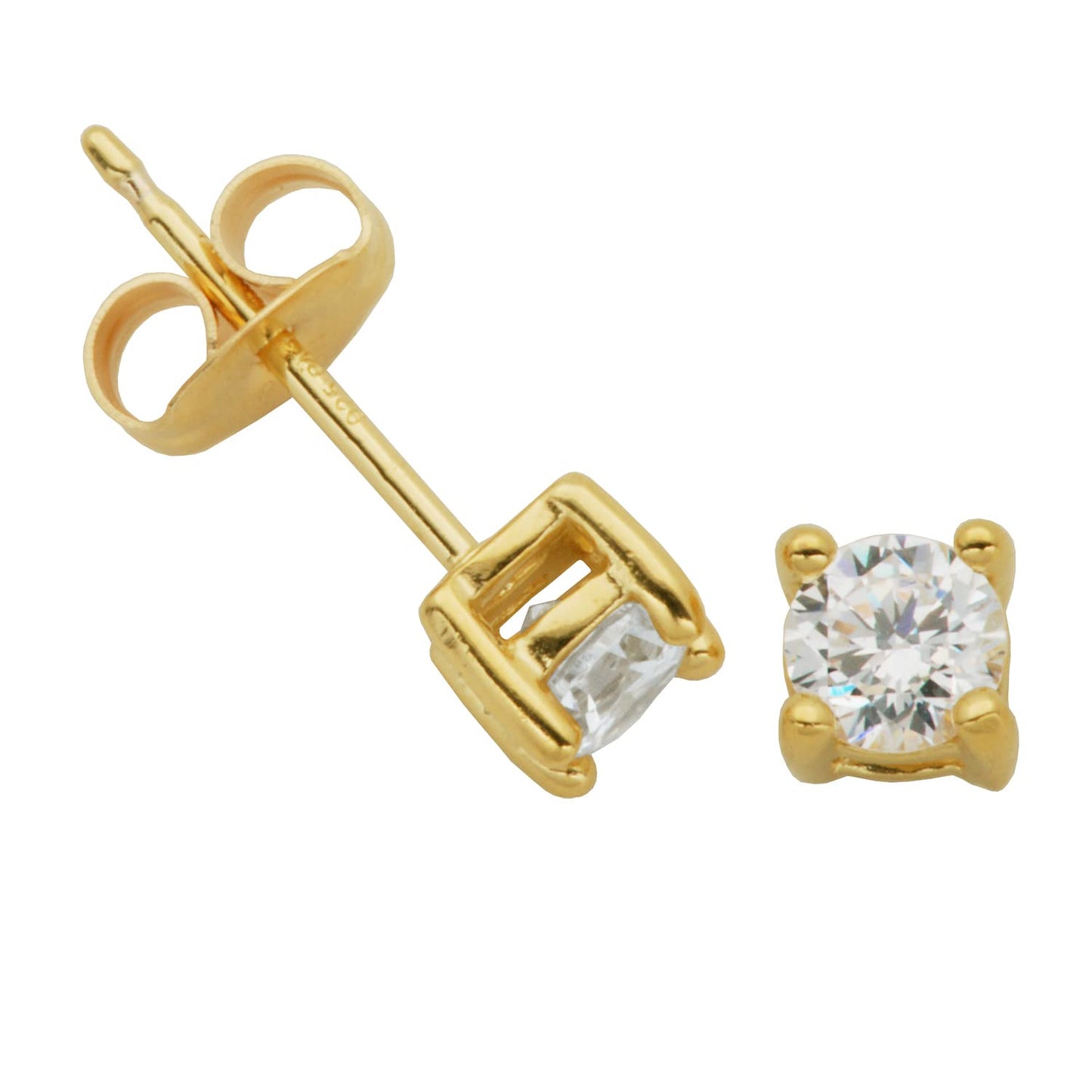 Amazon Essentials Plated Sterling Silver Cubic Zirconia Stud Earrings (Round & Princess)