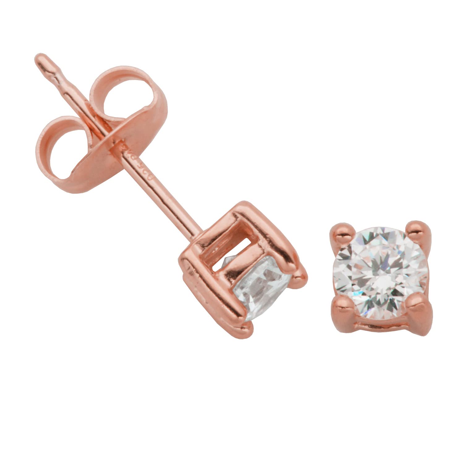 Amazon Essentials Plated Sterling Silver Cubic Zirconia Stud Earrings (Round & Princess)