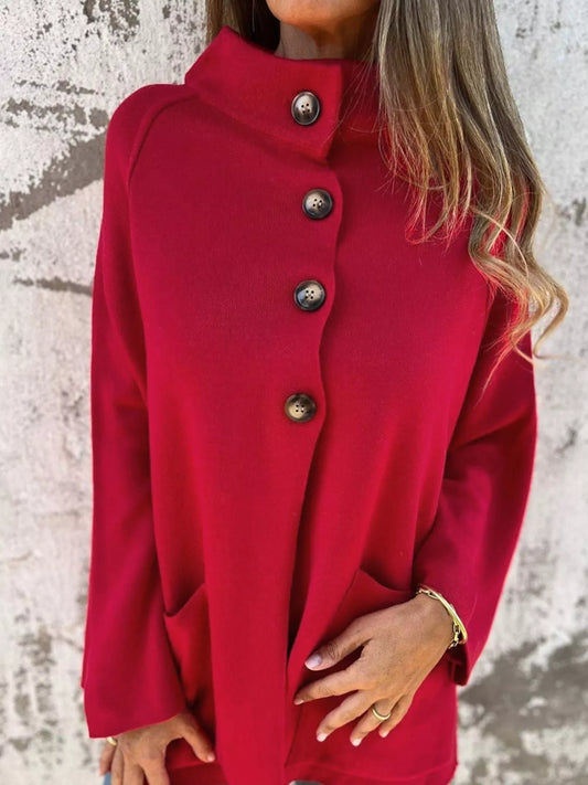 Collared Button Front Wrapped Cardigan - Composure Boutique