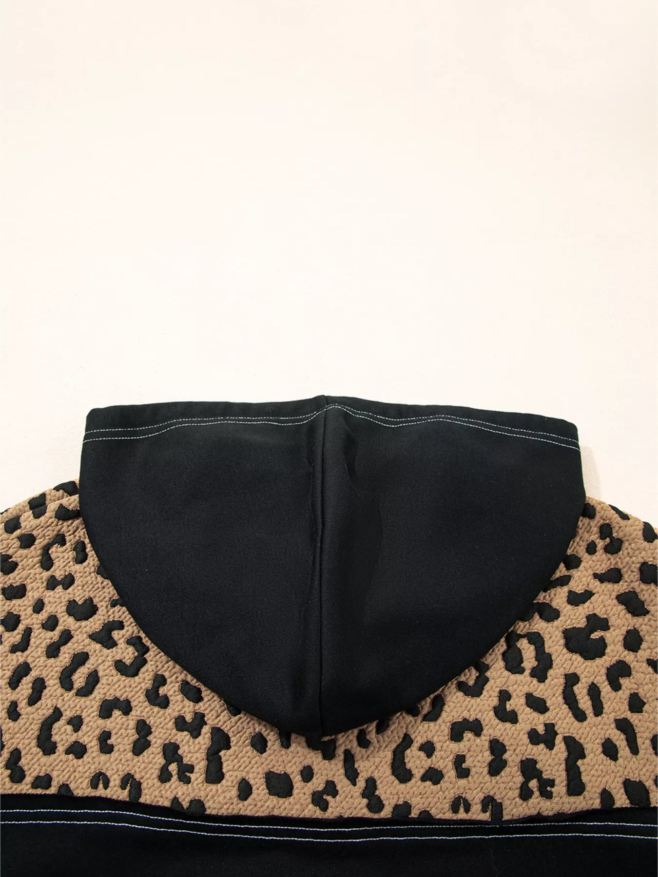 Leopard Patchwork Contrast Stitching Knotted Cuff Quarter Zip Hoodie (Style 9) - Composure Boutique