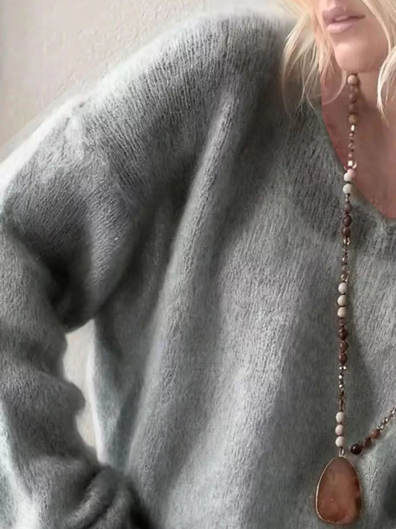 V-Neck Dropped Shoulder Sweater (Style 10) - Composure Boutique