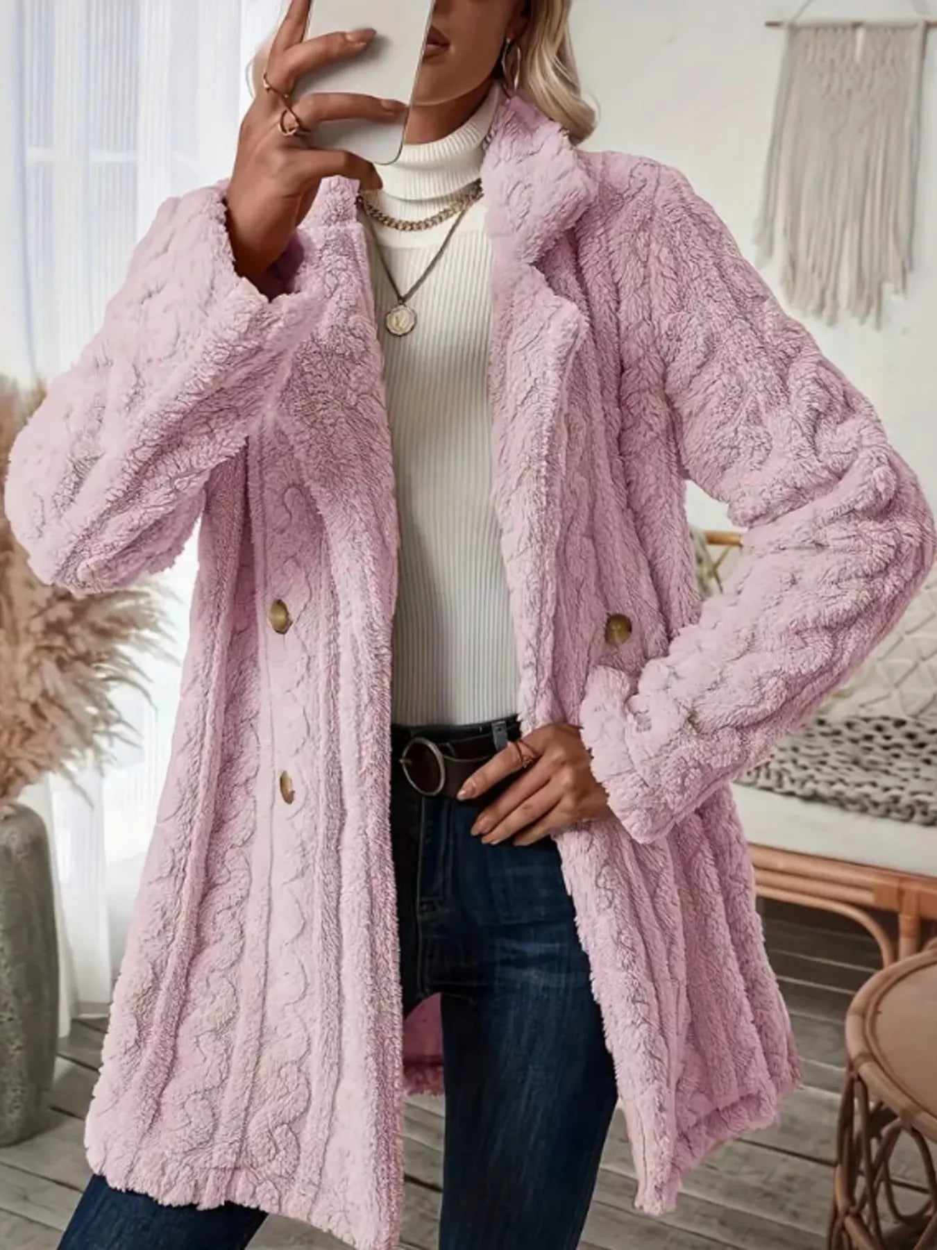 Cozy Faux Shearling Double-Breasted Outerwear (Plus available) (Style 9) - Composure Boutique