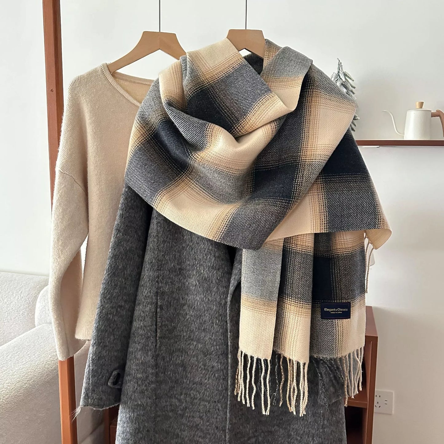 Plaid Fringe Scarf (Style 5) - Composure Boutique
