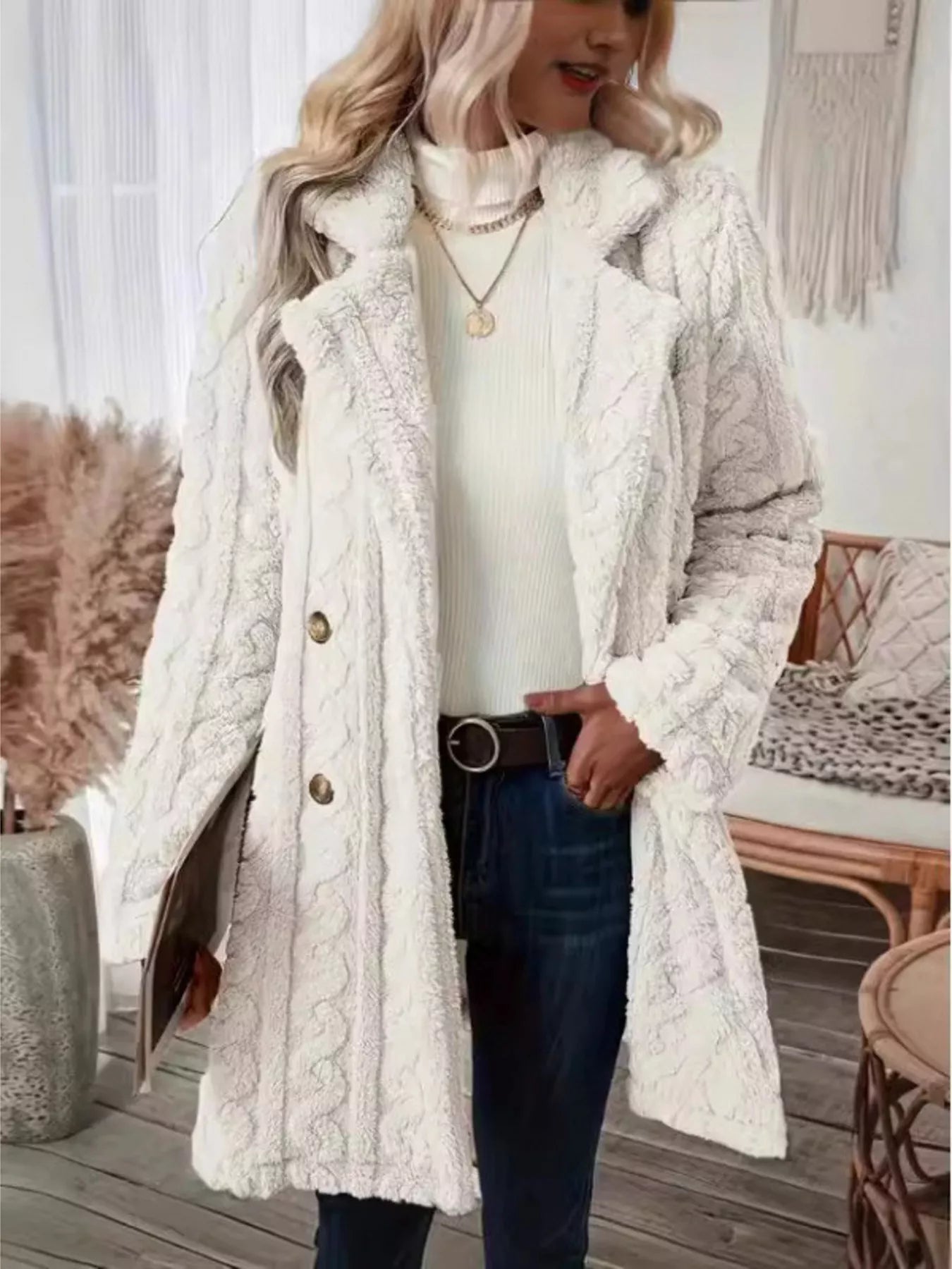 Cozy Faux Shearling Double-Breasted Outerwear (Plus available) (Style 2) - Composure Boutique